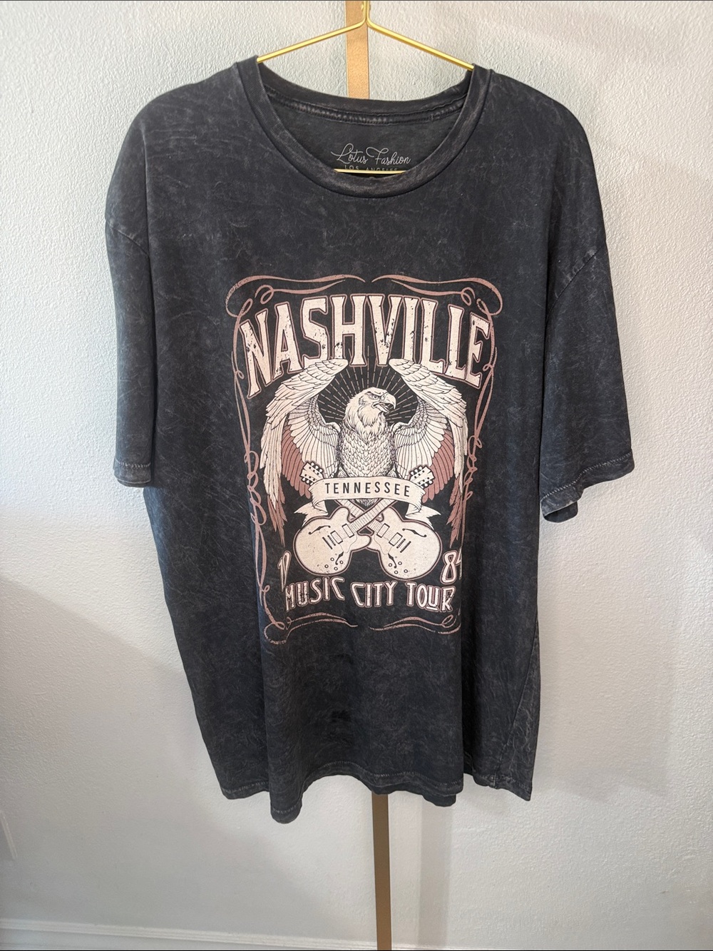 Nashville Graphic Tee - Black Vintage Wash- Size XL